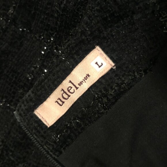 UDEL Velvety Textured Plaid Tweed Floral Applique Sleeveless Dress Jumper Sz M - Picture 6 of 6